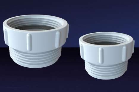 An image of two UK to EU Waste Adaptors in two various sizes from Polypipe.