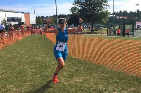 Jackie Feeley running a marathon.